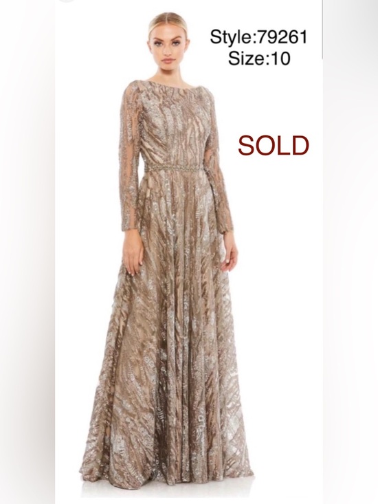Mac Duggal Dresses & Skirts - Sequin long sleeve bateau A line gown